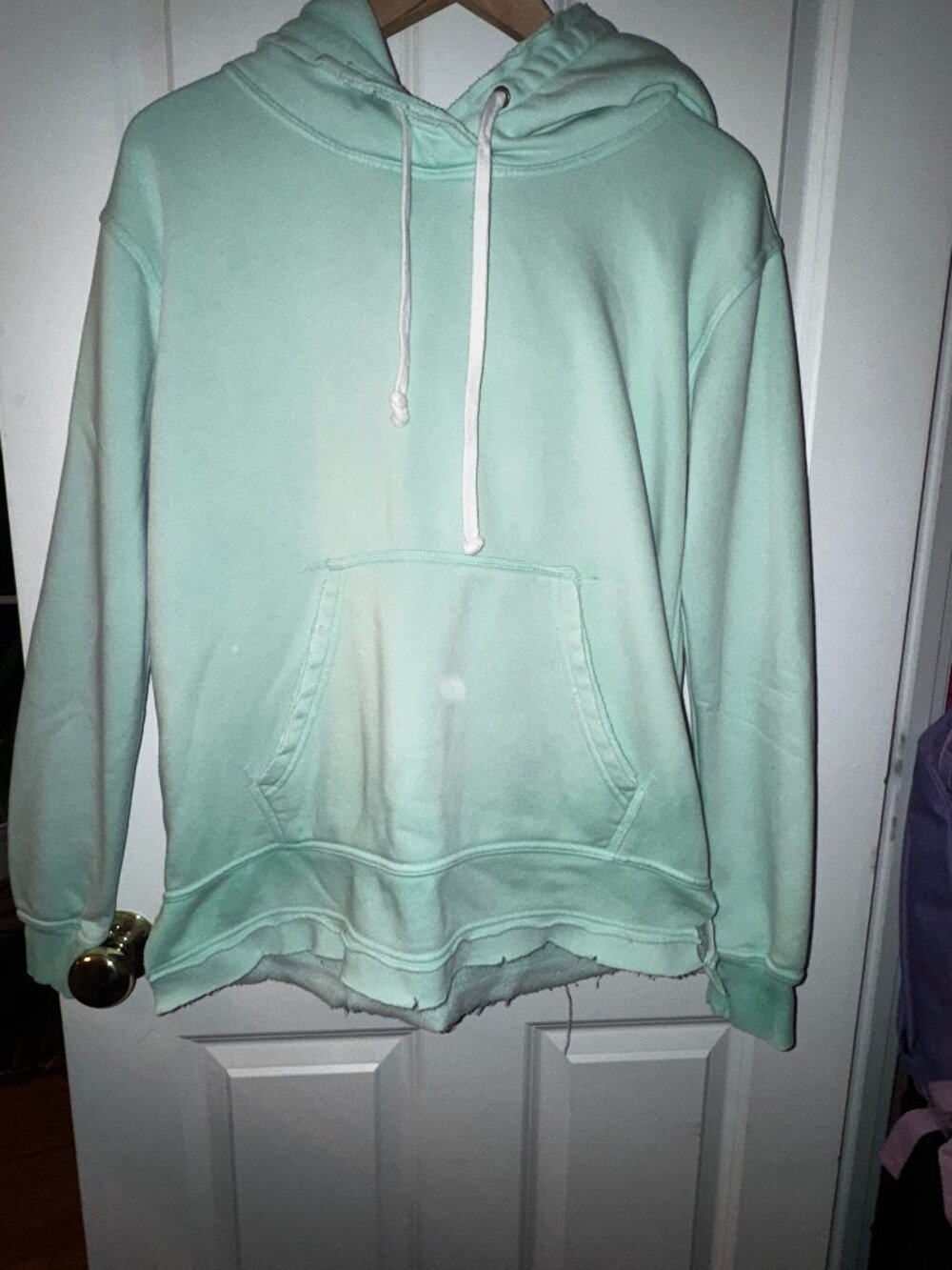 Free People We The Free Zuma Hoodie Small Mint Green Distressed As Is Flawed